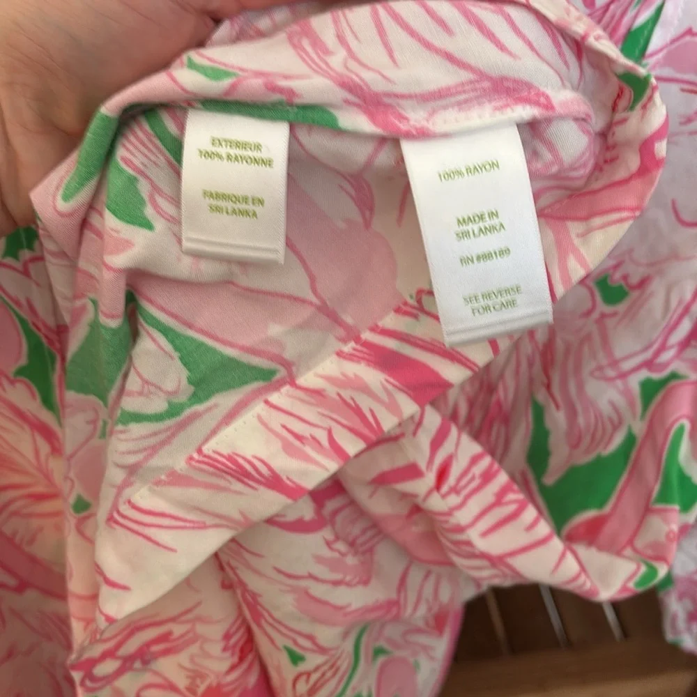 Lilly Pulitzer Sarasota Pintuck Flamingo Print Women's Top - Picture 3 of 4